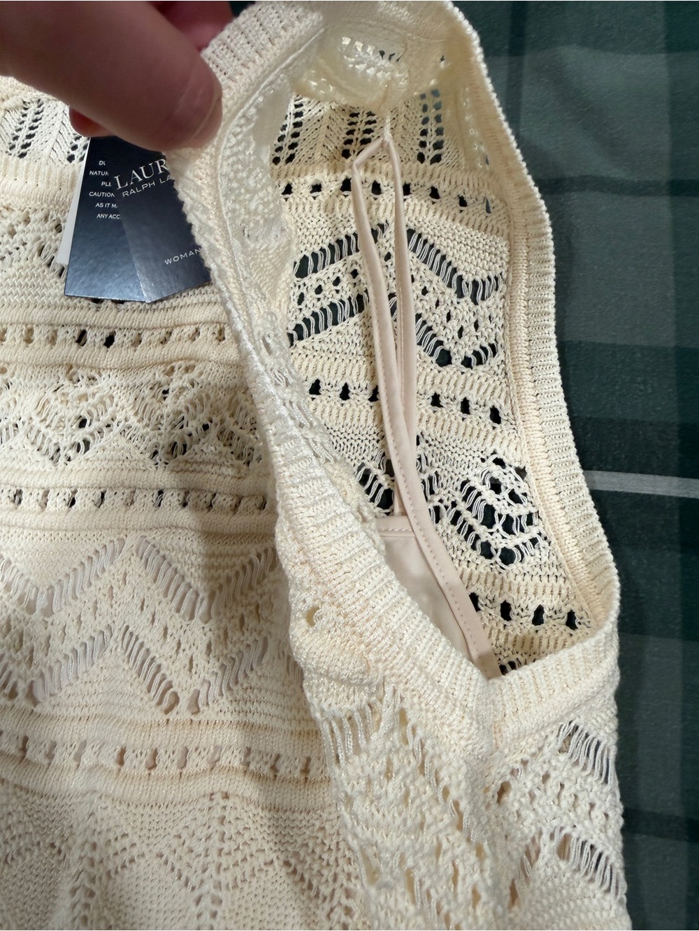 Lauren Ralph Lauren Cream Crocheted Crewneck Sweater Vest - Picture 12 of 15